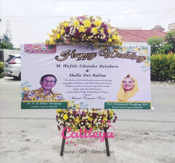 bunga papan banner pernikahan